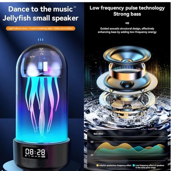 Motion Jellyfish Bluetooth speaker Clock with Colorful Light Display - Picture 12 of 16